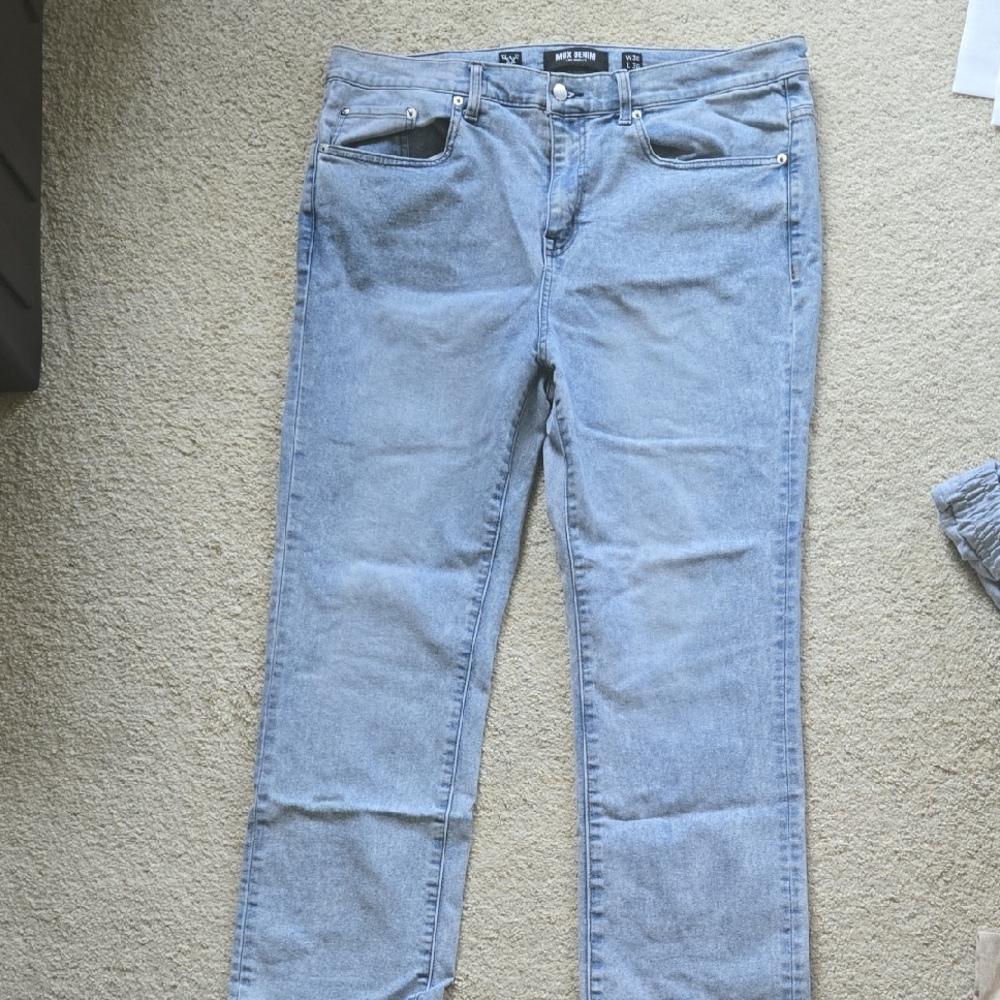 Blue Straight Leg Jeans Classic Fit